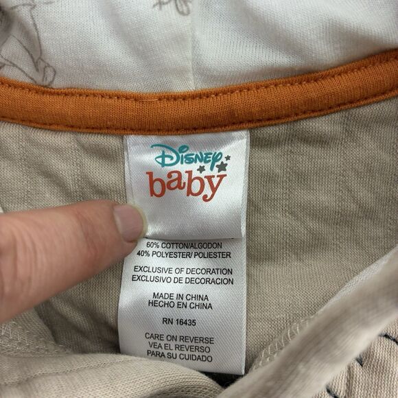 Disney Winnie the Pooh Baby Sweater Hoodie 6-9 Months Unisex Tan Brown Cozy - Picture 9 of 10